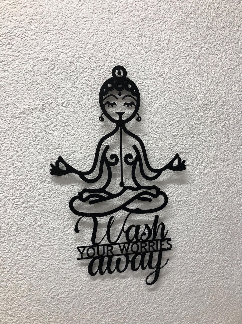 Buddha Metal Wall Art Zen Decor - Wash Your Worries Away Decor , image 7