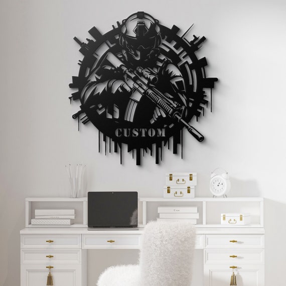 Custom Soldier Metal Wall Art | Military Decor | Unique Tactical Gift | Metal Silhouette Art | Army Wall Art