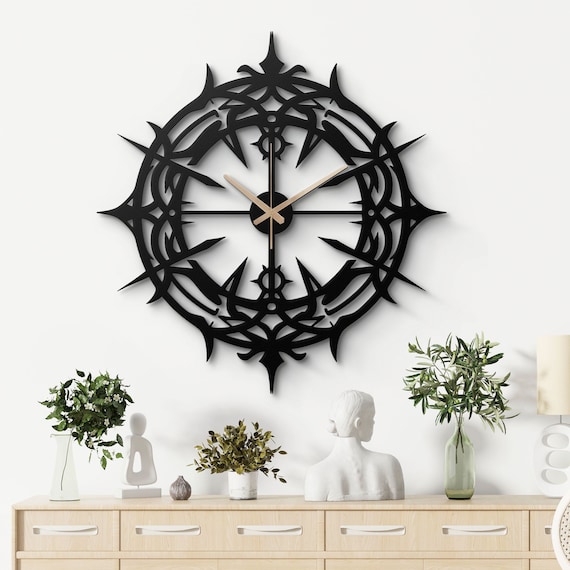 Gothic Thorn Metal Wall Clock - Dark Elegance Decor