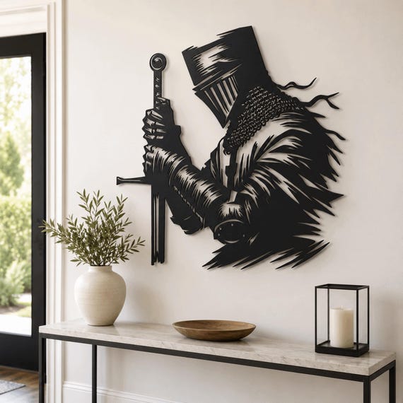 Medieval Knight Metal Wall Art | Armored Warrior Wall Decor ,