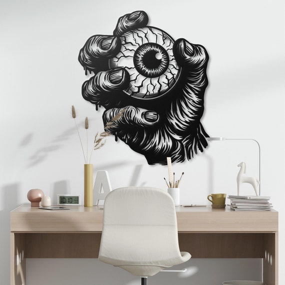 Gothic Eyeball Metal Wall Art | Creepy Horror Decor | Unique Spooky Eye Hanging