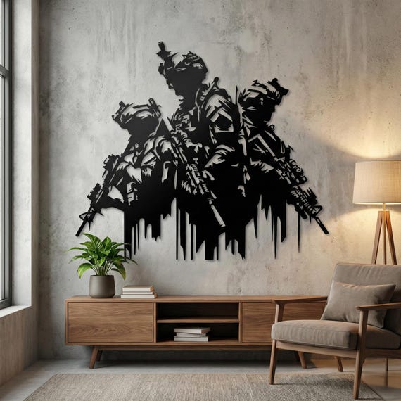 Soldiers Metal Wall Art - Military Design  Bold Patriotic Home Decor