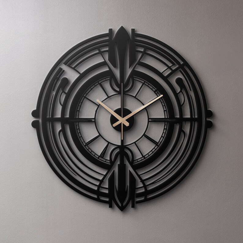 Geometric Black Metal Wall Clock Modern Art Deco Home Decor - Etsy