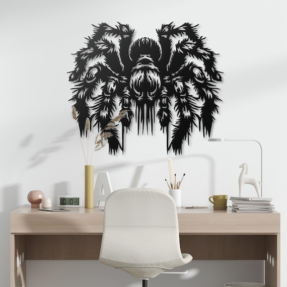 Striking Tarantula Metal Wall Art - Gothic Spider Silhouette - Unique Home Decor - Edgy Artwork for Living Room, Study, Game Room