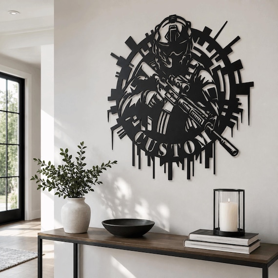Custom Soldier Metal Wall Art  Tactical Military Decor
