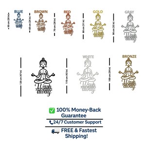 Buddha Metal Wall Art Zen Decor - Wash Your Worries Away Decor , image 3
