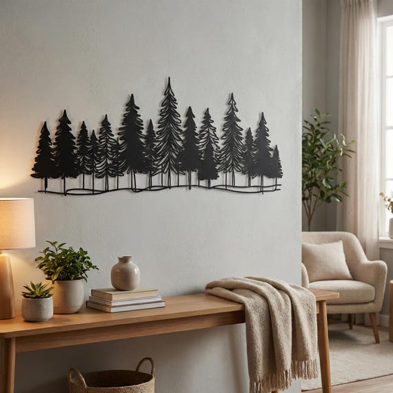 Metal Pine Tree Wall Art, Nature Forest Decor, Farmhouse Gift, Tree Forest Wall Decor, Cabin Nature Decor Gift