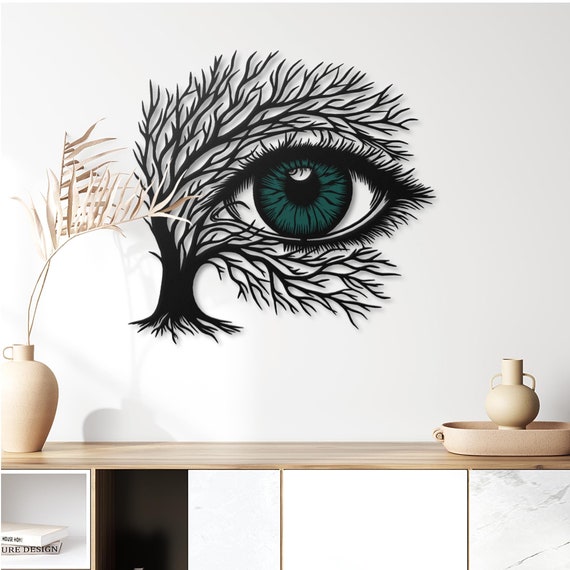 Tree of Life Eye  Metal Wall Art | Modern Nature Decor | Intricate Tree Branch Design | Unique Home Accent