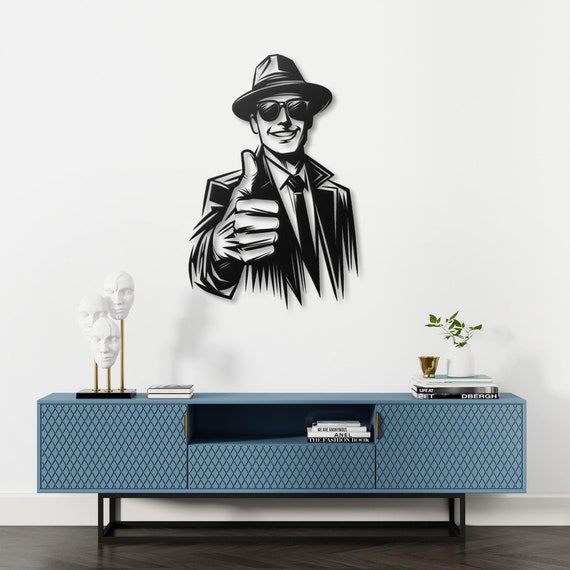 Cool Spy Metal Wall Art | Retro Secret Agent Wall Decor | Detective Metal Wall Hanging | Unique Spy-Themed Home Decor | Sleek Agent Wall Art
