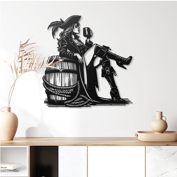 Pirate Woman Metal Wall Art – Nautical Home Decor