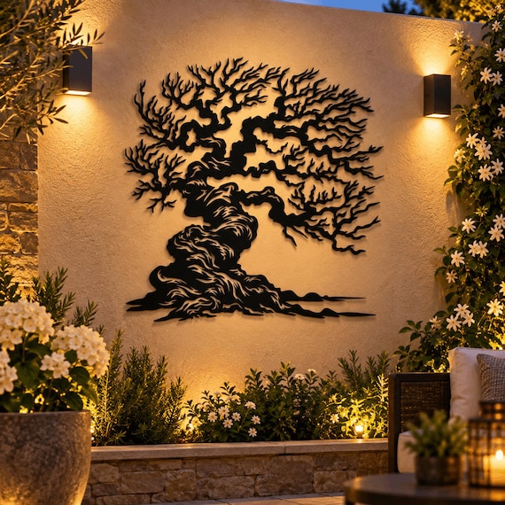 Tree of Life Metal Wall Art Decor : Rustic Tree Nature Silhouette Extra Large