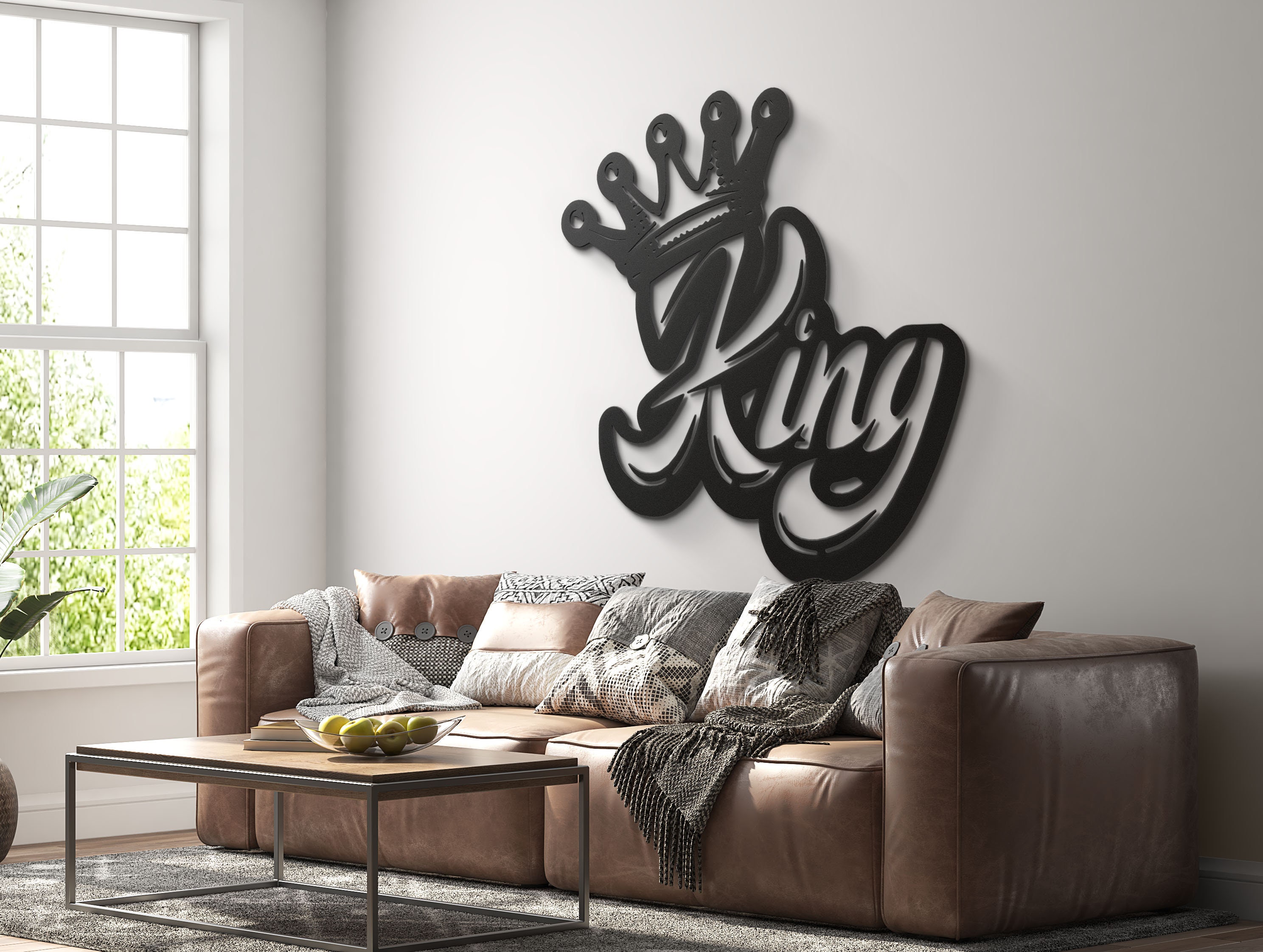 Office Wall Art King Ambigram Metal Wall Art King Wall Writing Etsy