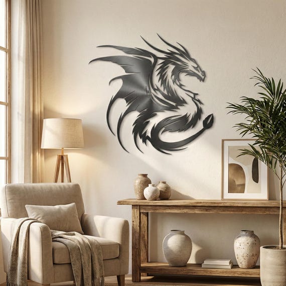 Dragon Metal Wall Art - Mythical Beast - Wall Decor Dragon Lover Gift