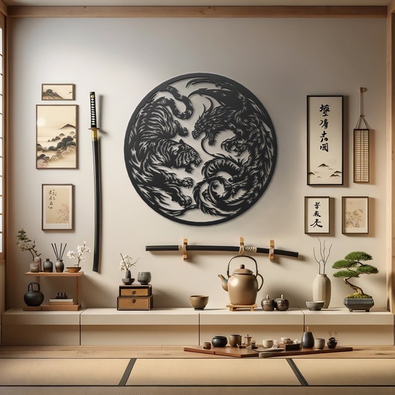 Dragon vs. Tiger Metal Wall Sculpture - Unique Artwork for a Bold Statement Piece