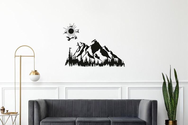 Mountain Metal Wall Art Nature Decor Mountain Range View Etsy
