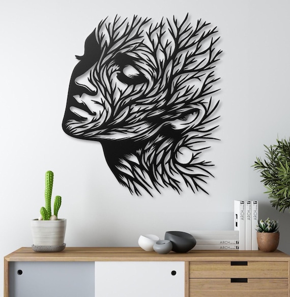 Tree of Life Metal Wall Art, Tree Woman Art Nature Home Decor