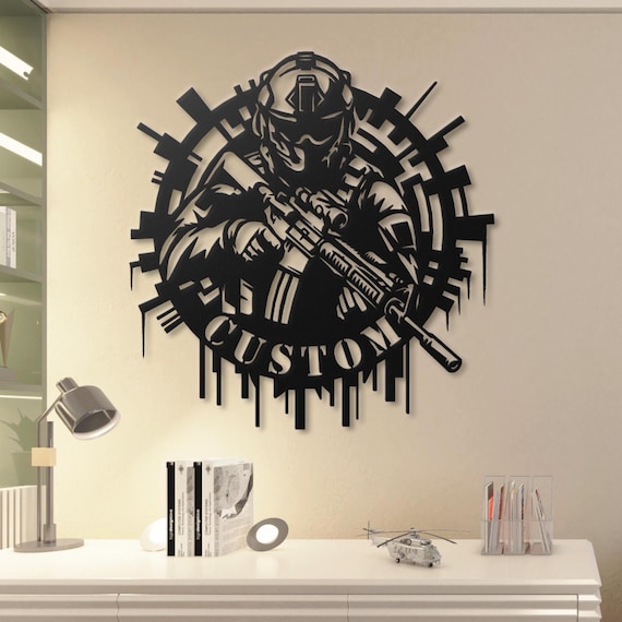 Custom Soldier Metal Wall Art | Military Decor | Unique Tactical Gift | Metal Silhouette Art | Army Wall Art