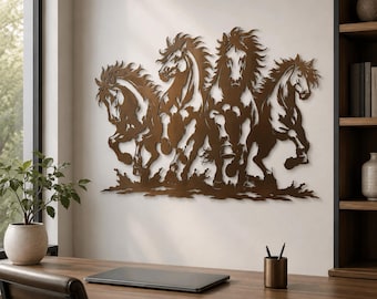 Wild Horses Metal Wall Art : Farmhouse Decor - Horse Lover Gift ,