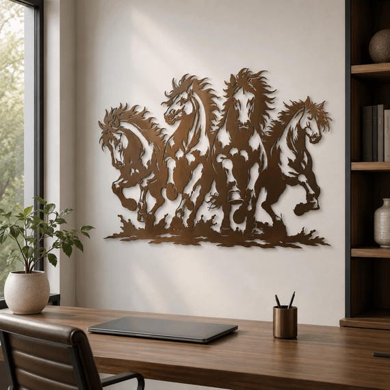 Wild Horses Metal Wall Art : Farmhouse Decor - Horse Lover Gift