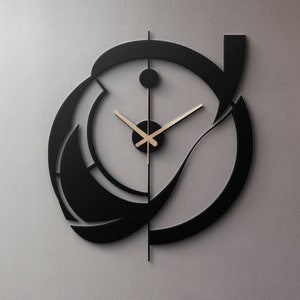 Abstract Modern Metal Wall Clock - Dynamic Swirl Design - Stylish Home ...