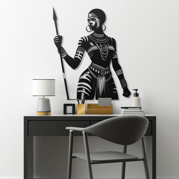 African Woman Metal Wall Art | African Wall Art African Tribal Home Decor Afrocentric Living Room Decor