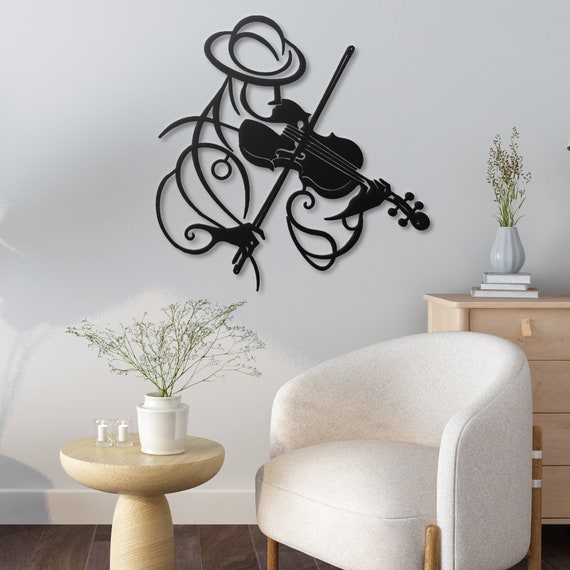 Elegant Violinist Metal Wall Art - Musician Decor for Home and Studio