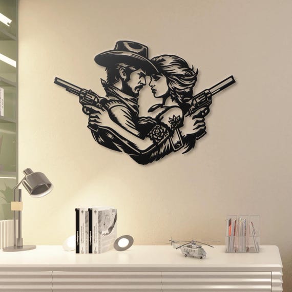 Western Cowboy & Cowgirl Romance Metal Wall Art Western Home Decor