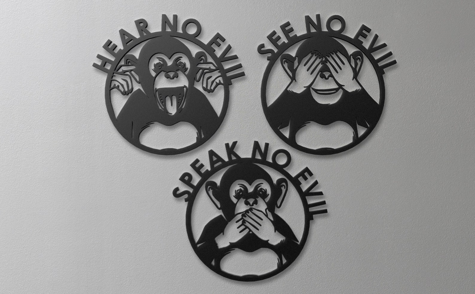 Three Wise Monkeys Metal Wall Art Three Monkeys Wall Decor Etsy