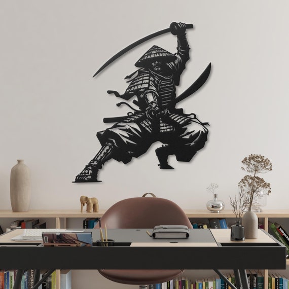 Metal Samurai Wall Art Game Room Decor Man Cave Wall Art Gamer Gift Samurai Warrior Art