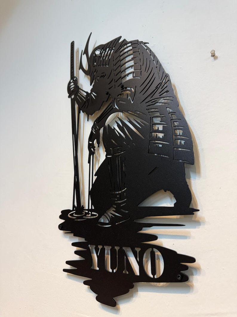 Custom Samurai Portrait Metal Art Personalized Japanese Warrior Sign, Ninja Warrior Gift, Katana Decor, Father's Day Gifts , image 5