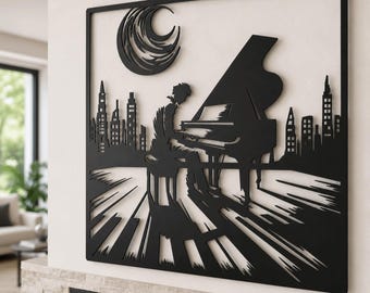 Quadro in metallo "Sonata al chiaro di luna per pianisti" - Regalo per amanti della musica, decorazione moderna per la casa