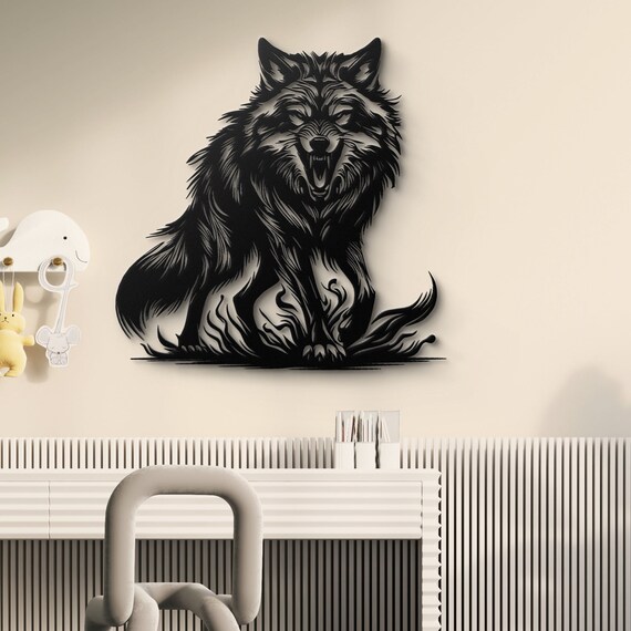 Fierce Coyote Metal Wall Art - Dynamic Coyote Silhouette - Wild Animal Home Decor - Perfect for Cabin, Den, or Man Cave