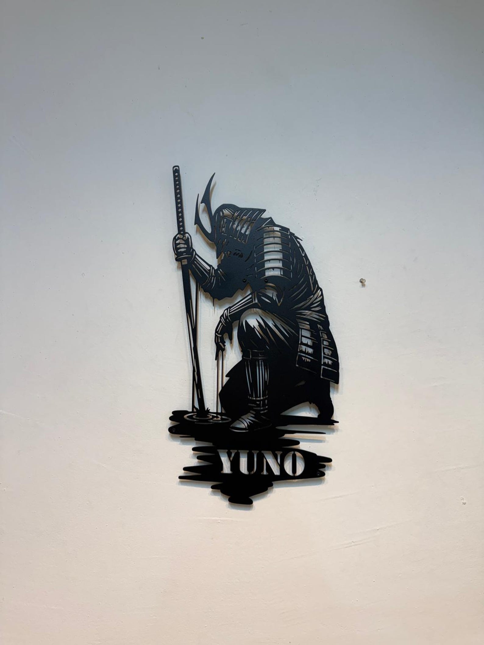 Custom Samurai Portrait Metal Art Personalized Japanese Warrior Sign ...