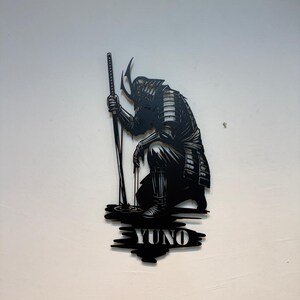 Custom Samurai Portrait Metal Art Personalized Japanese Warrior Sign, Ninja Warrior Gift, Katana Decor, Father's Day Gifts , image 9