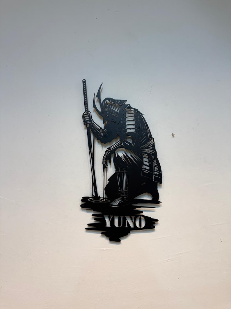 Custom Samurai Portrait Metal Art Personalized Japanese Warrior Sign, Ninja Warrior Gift, Katana Decor, Father's Day Gifts , image 9
