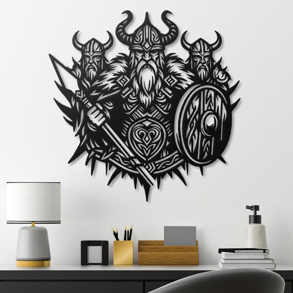 Viking Warriors  Metal Wall Art Norse Wall Decor