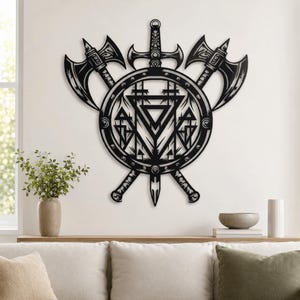Metal Viking Shield Wall Decor, Norse Art Accent , image 11