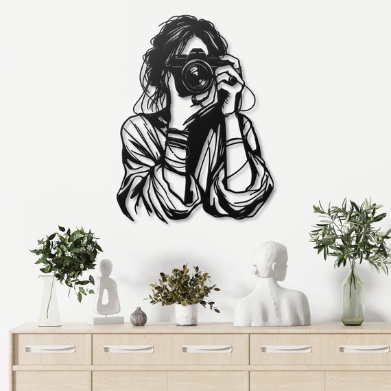 Photographer Metal Wall Art | Camera Themed Metal Wall Decor | Photography Metal Wall Hanging | Unique Photographer Gift | Home Studio Decor