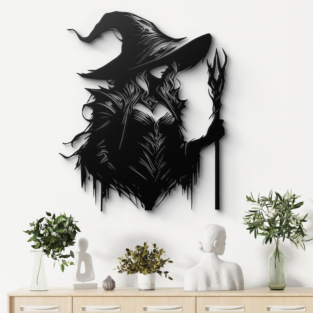 Enchanting Witch Metal Wall Art Mystical Witch Holding Staff Design ...