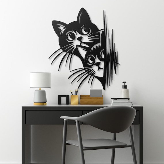 Cat Metal Wall Art | Whimsical Cat Decor | Peekaboo Cats | Unique Home Decor Gift