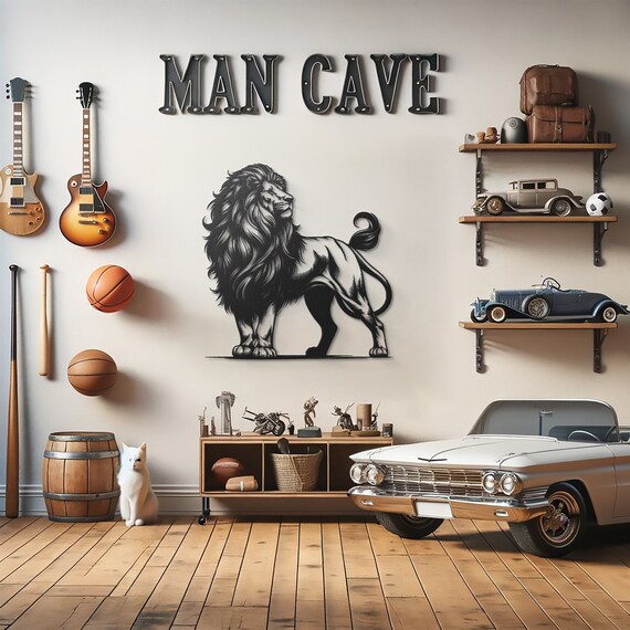 Lion Metal Wall Art Animal Wall Decor Lion Wall Hanging Game Room Decor Lion Lover Gift Bedroom Wall Decor Lion Wall Decor