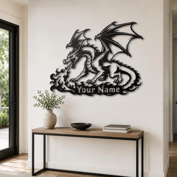 Dragon Metal Wall Art - Mythical Beast - Wall Decor Dragon Lover Gift