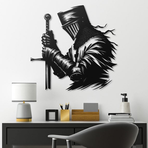 Medieval Knight Metal Wall Art | Armored Warrior Wall Decor |Knight Metal Wall Hanging | Unique Medieval Decor for Home | Heroic Knight Gift