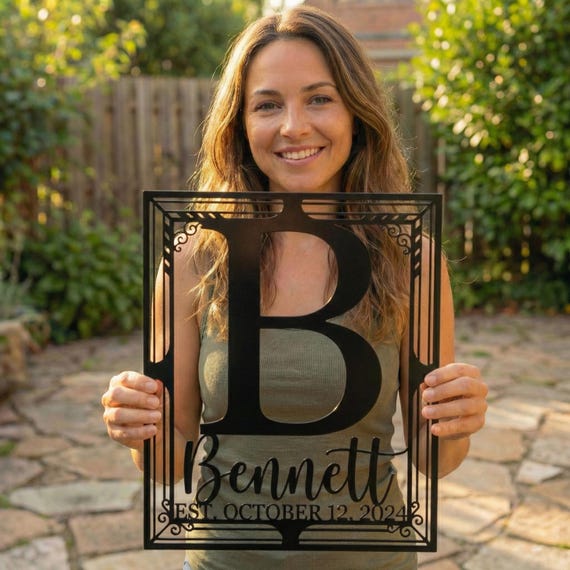 Personalized Family Name Sign - Custom Metal Wall Art Monogram - Perfect for Weddings, Anniversaries, Housewarmings - Handmade Decor