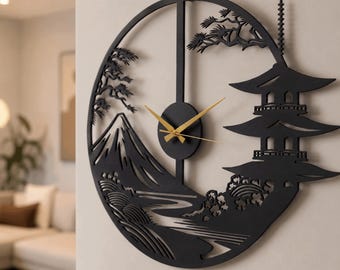 Japanese Landscape Metal Wall Clock - Zen Wall Decor , - Etsy