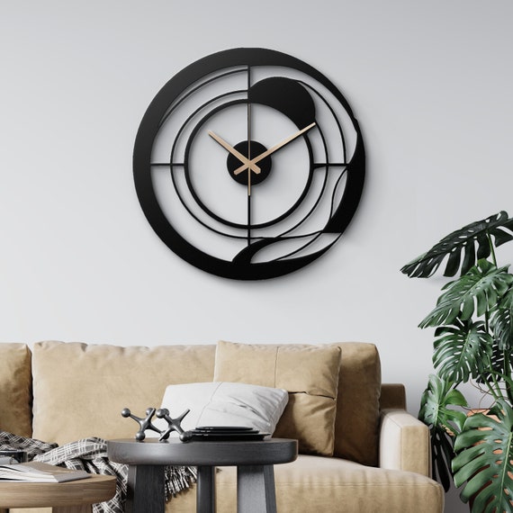 Modern Metal Wall Clock - Geometric Minimalist Design - Unique Home Decor