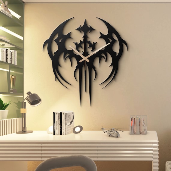 Gothic Bat Metal Wall Clock - Dark Elegance Decor