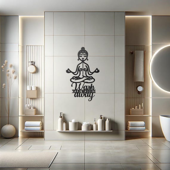 Buddha Metal Wall Art: Zen Decor - Wash Your Worries Away