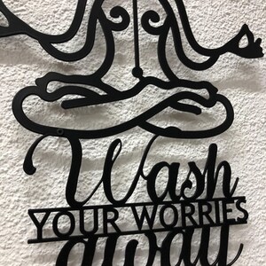 Buddha Metal Wall Art Zen Decor - Wash Your Worries Away Decor , image 6