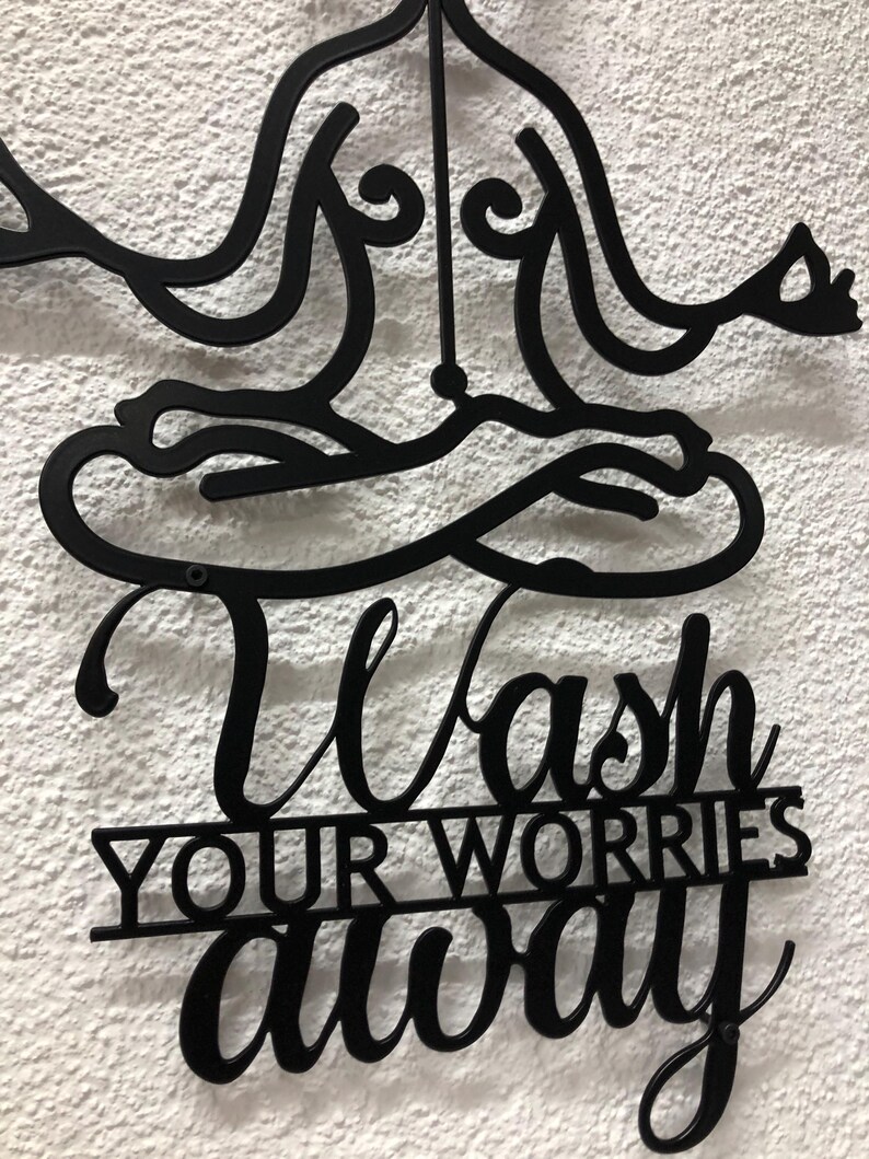 Buddha Metal Wall Art Zen Decor - Wash Your Worries Away Decor , image 6